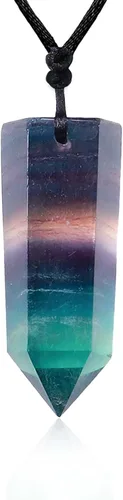Vista 17 de Runyangshi Colgantes de cristal curativo, collar de cuarzo de cristal natural de un solo punto, 6 facetas de chakras, piedra de reiki, energía
