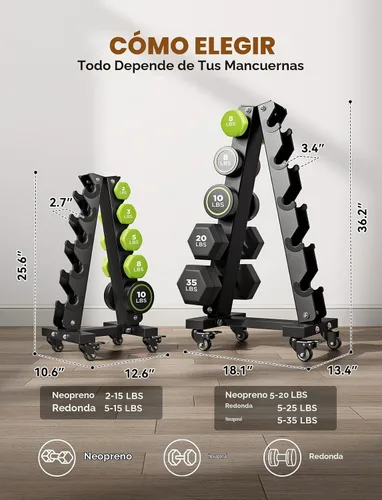 Vista 4 de YOLEO Estante para mancuernas, ajustable y compacto para mancuernas, pesas rusas, mancuernas, organizador de almacenamiento de pesas resistente