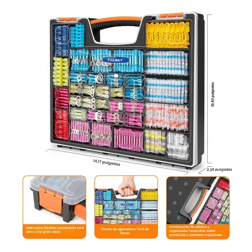 Vista 3 de Kuject Conectores de Cable Termorretráctiles Ultimate, Kit de 1500 Conectores de Pala Eléctricos Impermeables, Terminal de Pala de Horquilla