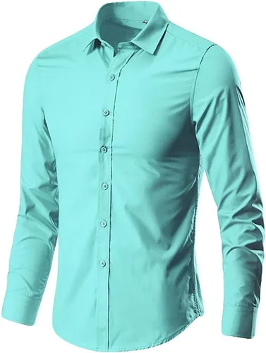 Vista 11 de Camisa de vestir para hombre, manga larga, de algodón, con botones, ajuste regular, tallas grandes y altas