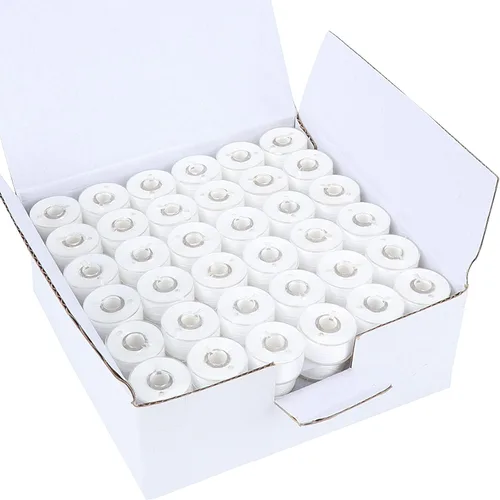 Vista 6 de New brothread 144pcs blanco 70D/2 (60WT) hilo de bobina preenrollado tamaño de plástico SA156 para bordado y máquina de coser hilo de poliéster hilo