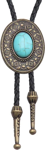 Vista 92 de Jeilwiy Corbata de bolo para hombre, corbata de vaquero occidental, collar de corbata de bolo dorado, corbata de cuero, corbata de Halloween