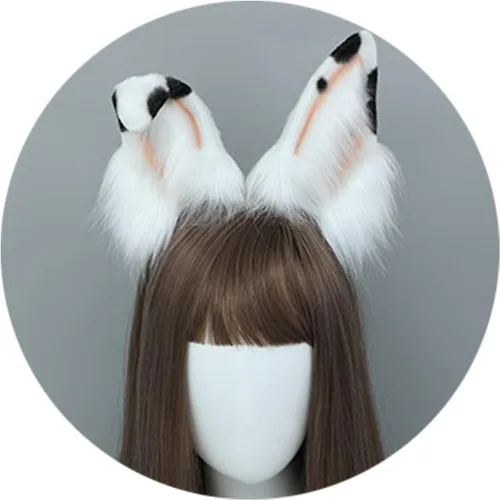 Vista 6 de Faylay Diadema peluda con orejas de conejo para mujer, accesorios de fiesta Bdte