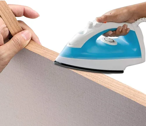 Vista 7 de Skelang Cherry - Rollo de 2" x 50' de chapa de madera para borde, sin planchar, con adhesivo termofusible, cinta de madera flexible