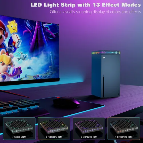Vista 2 de Narati Ventilador de refrigeración para tira de luz Xbox Series X RGB y 3 ganchos desmontables, sistema de enfriamiento de ventilador superior 4