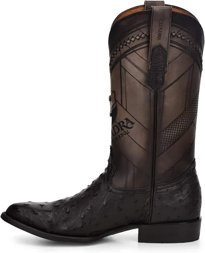 Vista 4 de Cuadra - Bota vaquera para hombre en piel de avestruz y piel bovina