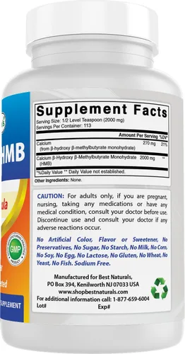 Vista 6 de Best Naturals HMB (Beta-hidroxi beta-metilbutirato) polvo puro 8 oz