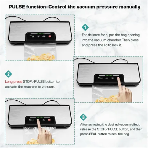 Vista 3 de Vacuum Sealer With Roll Holder Pulse Function Sous Vide Vacuum Packing Machine For Food Storage Packer Vacuum Bags S285 (230v)