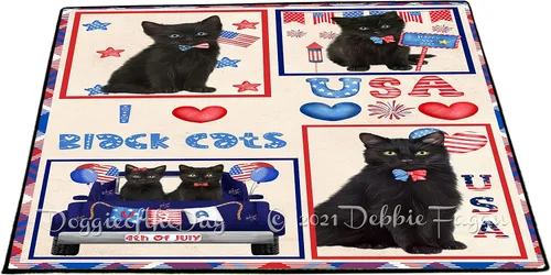 Vista 11 de Doggie of the Day Black Cats Floor Mat - 4th of July Independence Day - Best Dog Doormat - Protector Decor - Unique Portrait Art - Premium Quality