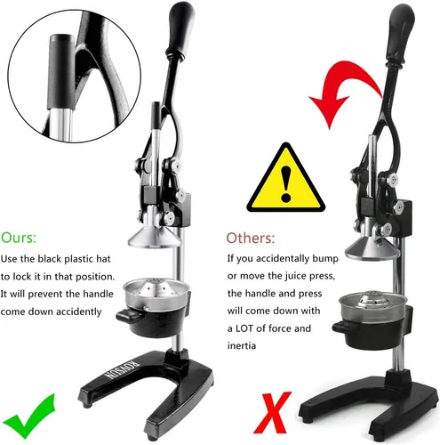 Vista 2 de ROVSUN Exprimidor profesional de cítricos, exprimidor de limón, exprimidor de hierro fundido, exprimidor manual comercial para jugo de limón Negro