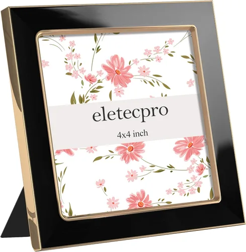 Vista 22 de eletecpro 4x6 Enamel Picture Frame with Real Glass Cover, Pink, 1-Pack Rosa con oro
