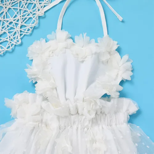 Vista 4 de Traje de bebé niña primer cumpleaños traje de encaje tul mameluco princesa tutú vestido de un año cumpleaños pastel Smash fotografía ropa