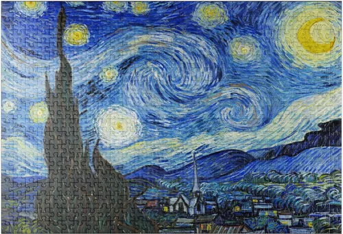 Vista 7 de MyPuzzle The Starry Night 1889 por Vincent Van Gogh - Rompecabezas de 100 piezas para adultos