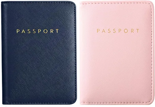 Vista 8 de 2 piezas de funda de pasaporte para viaje, impermeable, de cuero, cartera, libro de viaje, artículos esenciales para crucero para mujeres y hombres