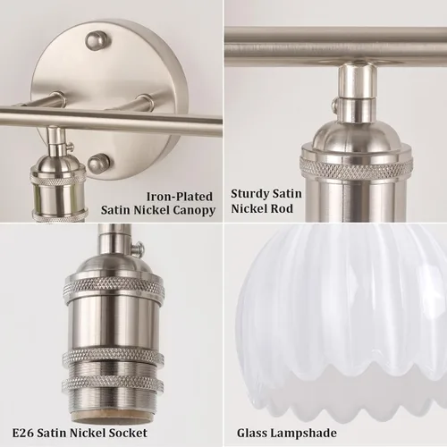 Vista 117 de Shenmoyl Lámparas de baño, lámpara de pared de 2 luces para tocador sobre espejo con pantalla de vidrio tulipán blanco para dormitorio, sala