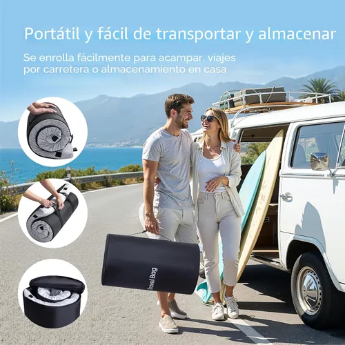 Vista 7 de Colchón de camping de espuma viscoelástica de 2.5 pulgadas, almohadillas para catre, tamaño individual, pequeño, portátil, enrollable, cubierta