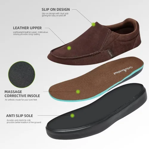 Vista 5 de OrthoComfoot Mocasines ortopédicos sin cordones para hombre mocasines casuales con soporte de arco para fascitis plantar, cómodos zapatos de vestir