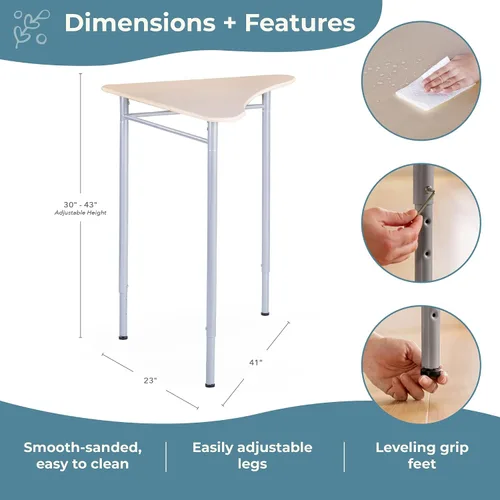 Vista 2 de Guidecraft Escritorio de pie ajustable - Triángulo: escritorio de estudio de madera para niños y adultos, mesa de altura ajustable con patas