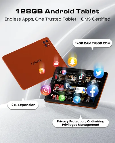 Vista 3 de Callsky-Tab Tableta: Tablet de 10 pulgadas, tabletas Android, 12GB RAM 128GB ROM, procesador Octa-core, pantalla IPS HD, Widevine L1, WiFi 6