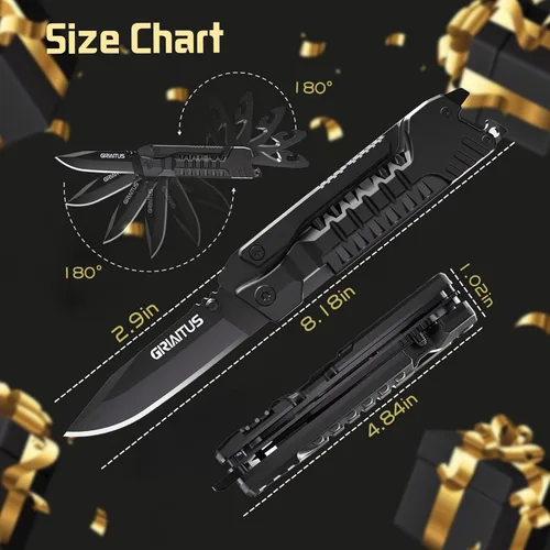 Vista 4 de Regalos de multiherramienta para hombres, rellenos de calcetines de Navidad para papá de hija e hijo, cuchillo multiherramienta 17 en 1 EDC,