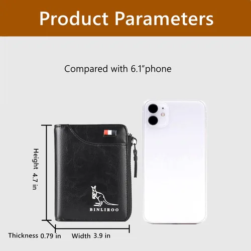Vista 5 de Yitomith Carteras de cuero para hombres con bloqueo RFID, ranura para tarjetas de identificación separada, Negro -, Classic