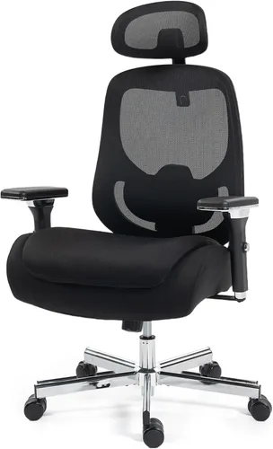 Vista 9 de Silla de oficina grande y alta resistente con brazos abatibles, silla ejecutiva ergonómica de escritorio para el hogar de 450 libras con asiento