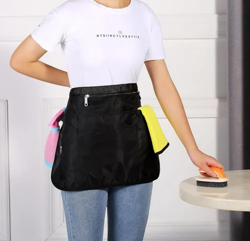 Vista 2 de Bafelia Delantal de limpieza para mujer con 7 bolsillos, delantal profesional impermeable para trabajo de limpieza