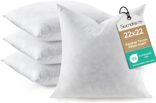 Vista 20 de Juego de 2 rellenos de almohada lumbar de plumas de 12 x 20 pulgadas, relleno de almohada decorativa para fundas, ajuste más completo con soporte