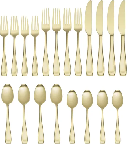 Vista 2 de Oneida Moda Champagne Satin 20-Piece Silverware Set for 4, Flatware