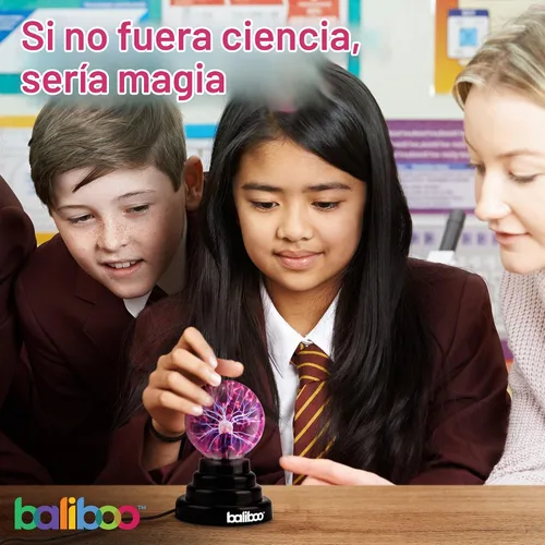 Vista 4 de BALIBOO Lámpara de bola de plasma mini de 7,6 cm – Globo de rayos activado por toque – Lámpara de globo de plasma USB y a pilas – Bola