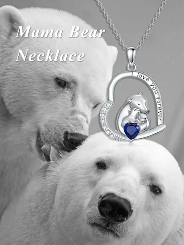 Vista 6 de Sterling Silver Mother Child Jewelry Gifts for Mom from Daughter Son DinosaurPenguinMama BearFoxOwl Pendant Necklace I Love You Forever Family