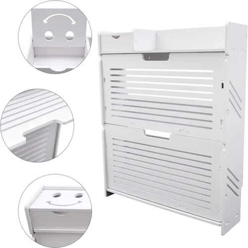 Vista 3 de YIYIBYUS Armario de almacenamiento de zapatos con 2 abatibles para entrada, zapatero moderno con puertas, organizador de almacenamiento de zapatos