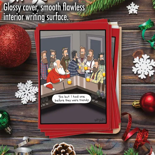 Vista 3 de NobleWorks - 12 divertidas tarjetas de dibujos animados para Navidad - Humor navideño, juego de tarjetas de papelería en caja