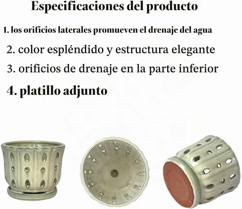 Vista 3 de Maceta de cerámica para orquídeas con platillo adjunto y orificio de drenaje de 6 pulgadas (crema)