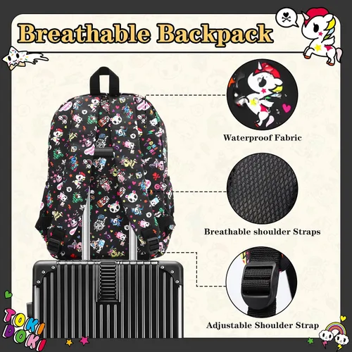 Vista 3 de Tokidoki Mochila con llavero Unicorno linda mochila de viaje para laptop para mujer, bolsa casual, mochila ligera, mochila de día
