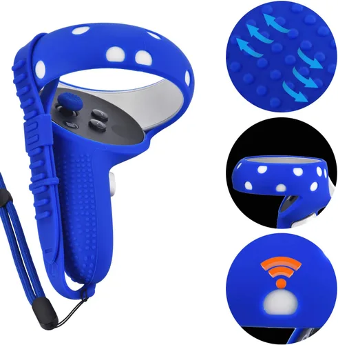 Vista 3 de XIAOGE Accesorios de control para Oculus Quest 2 con combo de cubierta facial, accesorio de auriculares VR a prueba de sudor y anticolisión