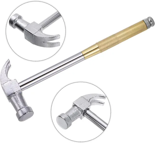 Vista 3 de HARFINGTON 6 en 1 Mini martillo de cobre multifunción con garra y destornillador, martillo multiherramienta de 0.512 in de diámetro