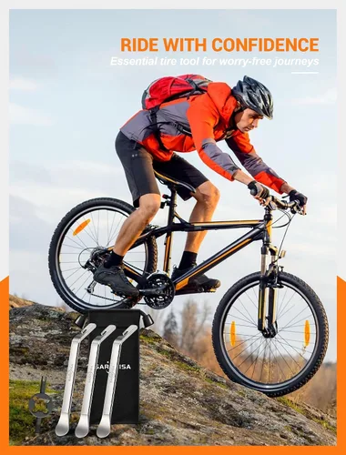Vista 7 de SARDVISA Palancas de neumáticos de bicicleta Palancas de neumáticos ultra fuertes y cucharas de neumáticos de acero inoxidable, herramienta