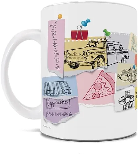 Vista 205 de Trend Setters Friends the Television Show – 25 años – Mercancía oficial – Taza de café o té de cerámica blanca de 11 onzas – perfecta para regalar