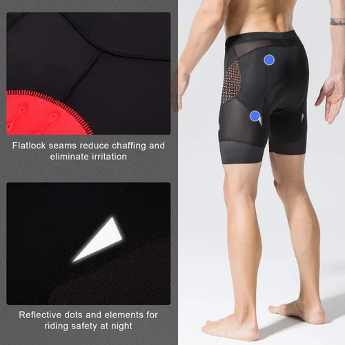 Vista 5 de Men's Cycling Shorts Padded Bicycle Riding Half Pants Bike Biking Cycle Tights