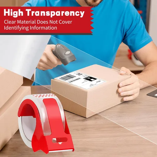 Vista 9 de Cinta de embalaje transparente resistente con dispensador, 2 rollos de cinta de envío fuerte y duradera, cinta de embalaje de 1.88 pulgadas x 55