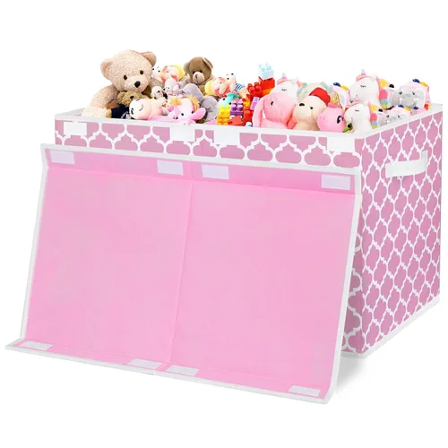 Vista 8 de homyfort Caja de juguetes para niñas, niños – Organizadores grandes de cofre de juguetes y cajas de almacenamiento con tapa abatible y divisor