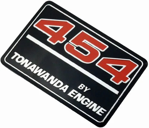 Vista 4 de 2 emblemas de motor 454 de Tonawanda - Tapa de válvula de metal para Camaro Impala, color negro y rojo 454