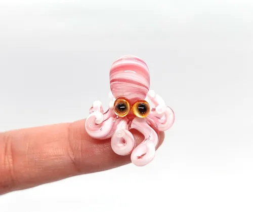 Vista 20 de Pulpo diminutas micro figuras sopladas a mano de vidrio de color arte animales coleccionables regalo decoración del hogar (negro)