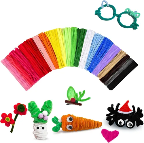 Vista 15 de Limpiadores de tubos negros para manualidades, 200 unidades de varillas de chenilla, suministros para manualidades, manualidades de Halloween