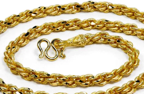 Vista 2 de Niza! Cadena de cuerda de 20 pulgadas 24k chapado en oro tailandés collar, chapado en oro, Metal