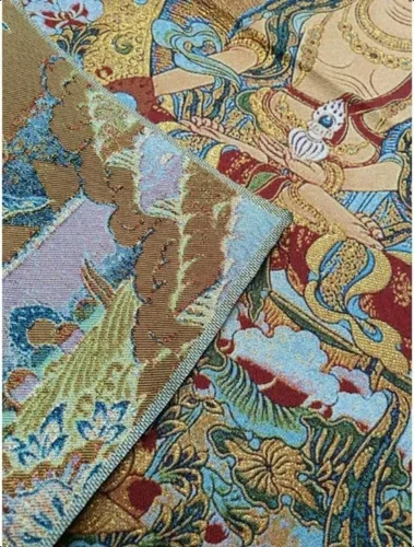 Vista 6 de GEEYOU Bordado de seda tibetano Thangka budismo Maitreya Bodhisattva Longevidad Buddha Tangka Yoga Budista Tapiz colgante de pared Arte de pared