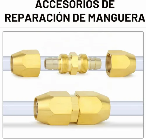 Vista 4 de ChillWaves - Adaptador de repuesto reutilizable de latón para aire, empalmador de manguera reutilizable de 1/4 de pulgada de diámetro interno