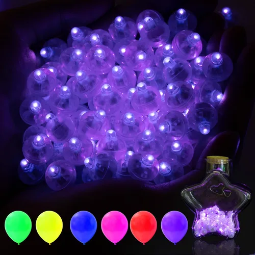 Vista 9 de AIKEI 50 globos de luz LED, mini bolas de luz, tiempo de espera prolongado, impermeable, luz LED para farol de papel, Pascua, Halloween, Navidad