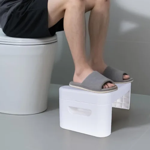 Vista 7 de Taburete de inodoro plegable, taburete de inodoro plegable de 6.7 pulgadas, taburete de baño plegable para todas las edades, taburete de pie de Negro